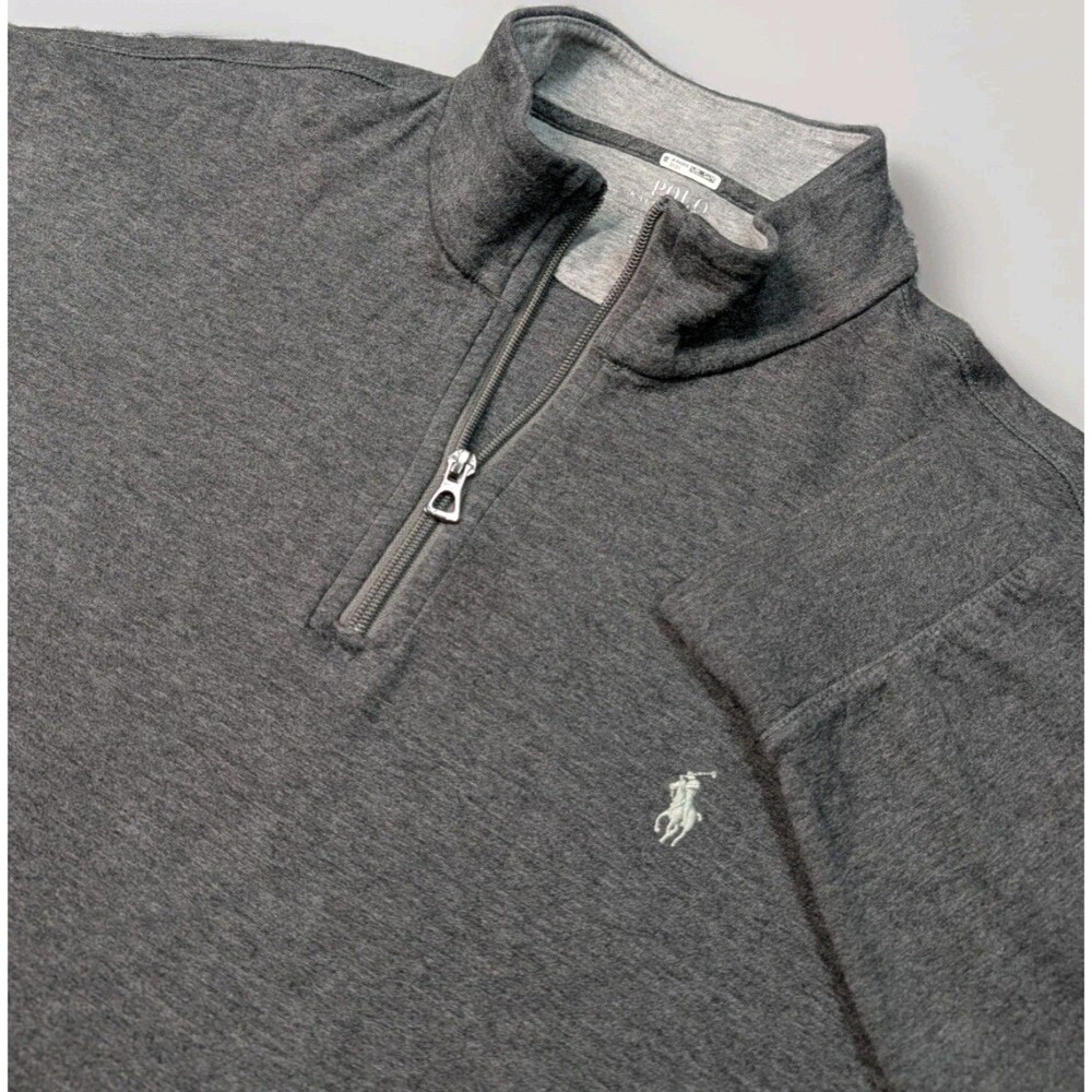 Polo Ralph Lauren Quarter Zip Mens Pullover Sweater Gray Size XL Cotton Viscose